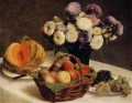Blumen und Obst eine Melone Henri Fantin Latour
